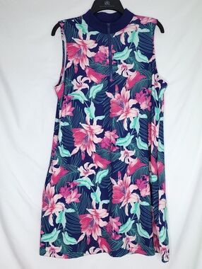 TOMMY BAHAMA Raquet & Paddle Women's Floral Print Sleeveless Athletic Dress XL